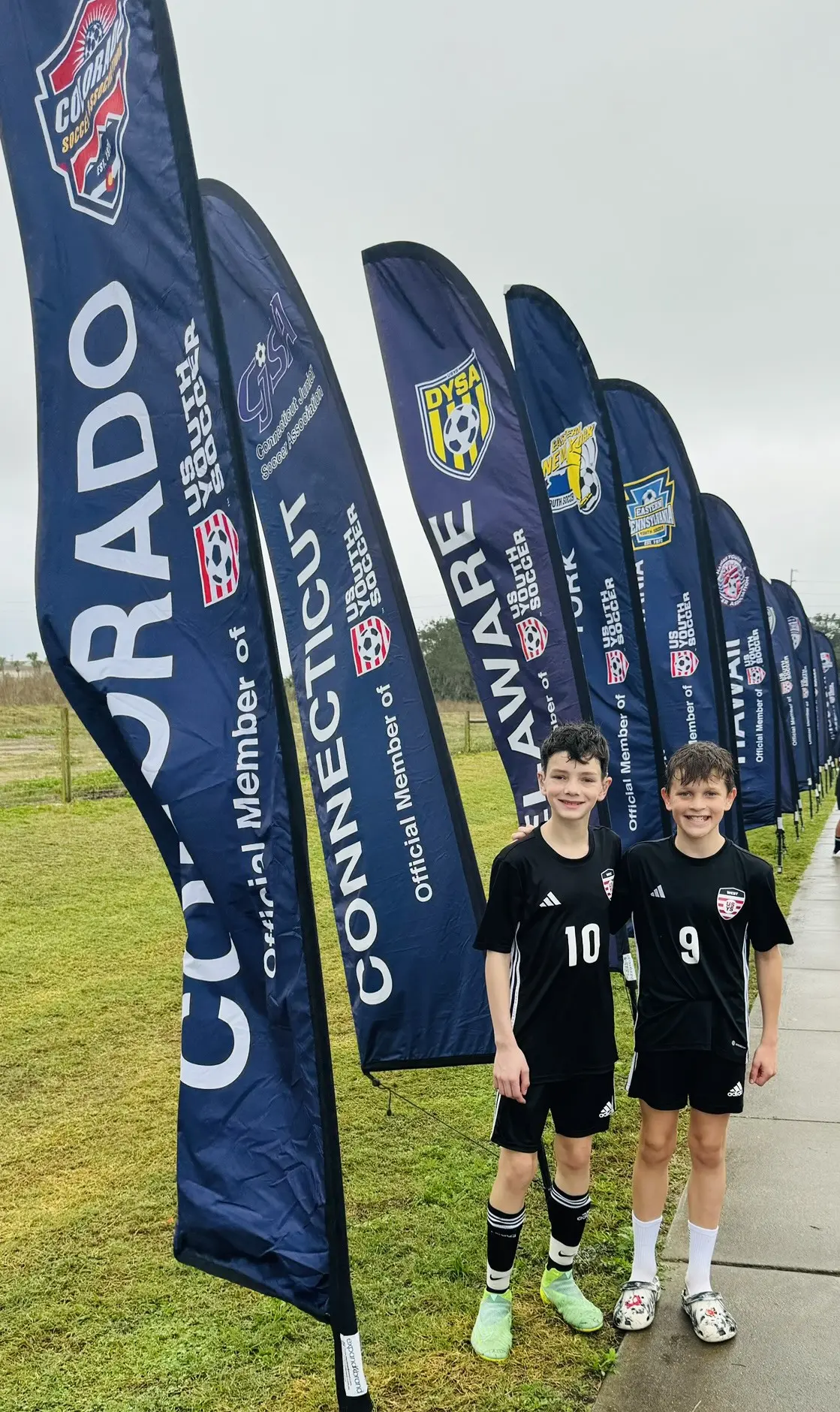 Daylen #10 with teammate at ODP West Region flags 2023–2024